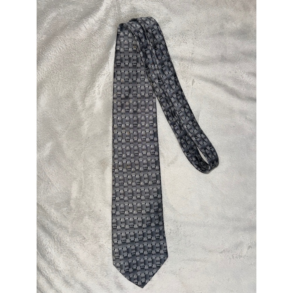 Burma Bibas 100% Silk Geometric Tie Men's Gray Black Silver Formal Classic